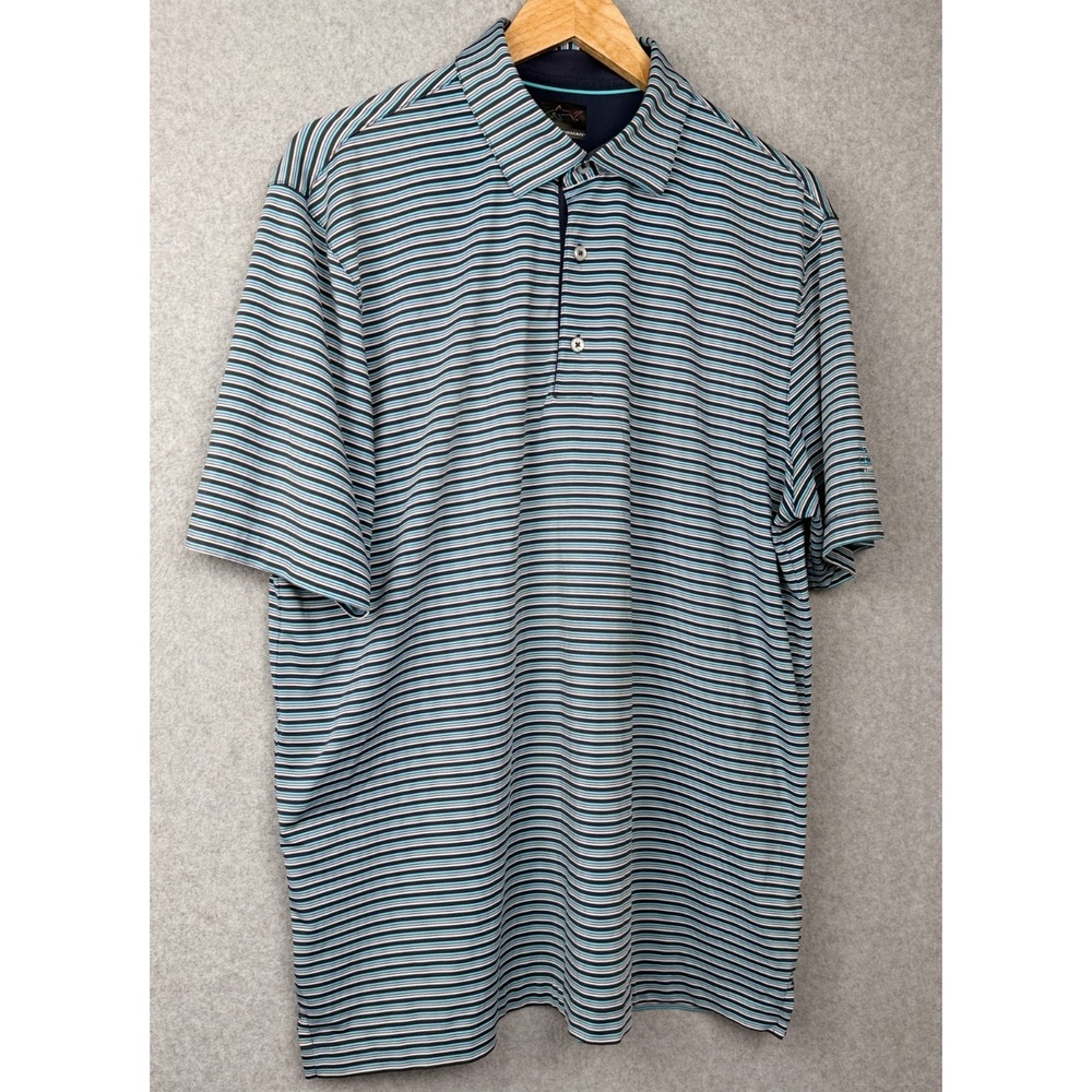 Greg Norman ML75 Play Dry Golf Polo Mens L Lakeway Country Club Striped